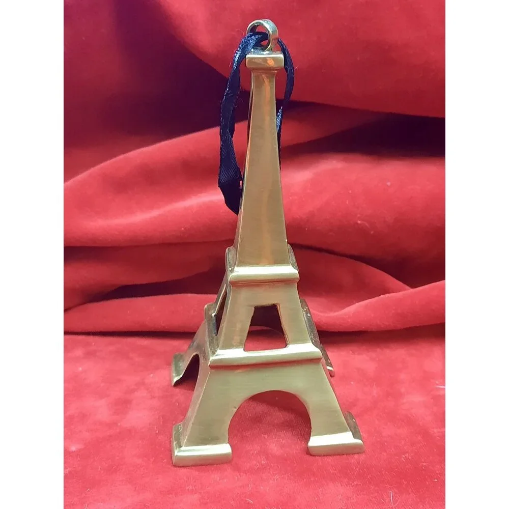 Vintage Restoration Hardware Eiffel Tower Brass Christmas Ornament 1990s